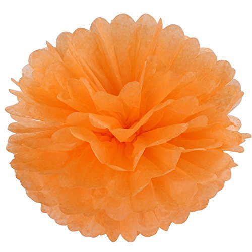 Yahee 30 Stück Papier Pompom Pompons Hängedeko Papierblumen Papier Ball für Hochzeit Geburtstag Babytaufe Fest (Orange) - 3