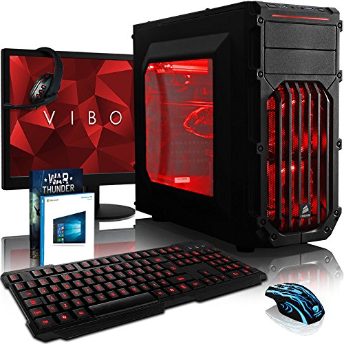 VIBOX Warrior Komplett-PC Paket 4W Gaming PC - 4,1GHz AMD FX 6-Core CPU, RX 460 GPU, leistungsfähig, Desktop Gamer Computer mit Spielgutschein, 22" HD Monitor, Gamer Tastatur & Mouse, Windows 10, Rot Innenbeleuchtung, lebenslange Garantie* (3,5GHz (4,1GHz Turbo) Superschneller AMD FX 6300 Sechs 6-Core Prozessor CPU, MSI AMD Radeon RX 460 2GB Grafikkarte, 8GB DDR3 1600MHz RAM, 1TB HDD Festplatte, Raijintek CPU Kühler, 85+ Netzteil, Corsair Gehäuse, AM3+ Mainboard)