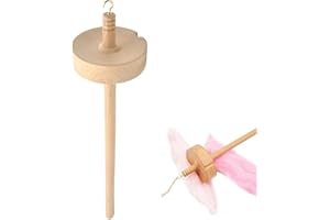 SUNBILIEN Wooden Drop Spindle, Drop Spindle Top Whorl Yarn Spindle Spin Hand Spinning Wool Starter Spinner Kit Wooden, Carved Design for Beginners (No Printed)