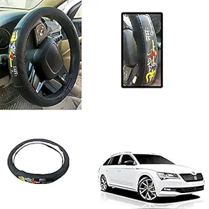 Auto Pearl - Ring Type Car Steering Wheel Cover Universal Genuine PU Non-Slip Natural Rubber Well Padded Grip Breathable Leatherite for - Superb 2019 (Chromium Om Namah Shivay Black)