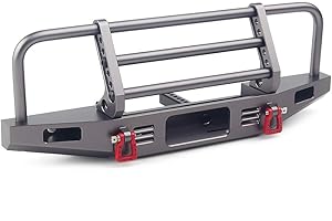 INJORA RC Parachoques Metal Front Bumper con Tow Hook para 1:10 RC Crawler Traxxas TRX4 Defender Axial SCX10 SCX10 II 90046 90047 (Gris)
