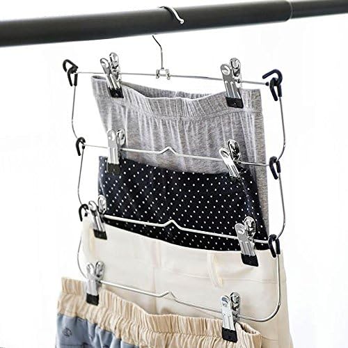 LOHAS Home 2-Pack Ebony Chrome Collection 4-Tier Folding Metal Skirt / Trouser Hangers