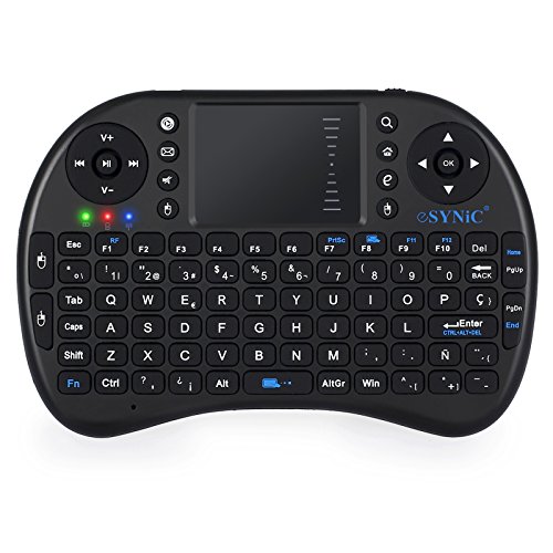 ESYNiC Mini Retroiluminado Teclado Inalámbrico de Diseño Español 2.4GHz Android Teclado Ergonómico con Ratón Touchpad para Smart TV Mini PC Android TV Box PlayStation Xbox HTPC PC Raspberry Pi 3