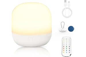 BENAEP Night Light Baby, Night Light for Kids,USB Rechargeable Night Lamps, with Touch Control, 17 RGB Colors, 10 Levels Brightness Adjustable,Timer Setting, for Nursery, Baby,Bedroom,Camping