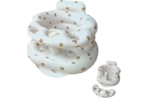 LITTLE BEAN Baby Inflatable Seat for Babies 4-24 Months Built in Air Pump Infant Back Support Sofa Toddler Chair for Sitting Up, Baby Shower Chair Outdoor Seat Floor Seater Gifts (2 in 1 Bear)