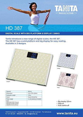 Tanita® 200 kg 440lb Glas Digitale Präzisions Home Badezimmer Körper Waage mit Big Plattform und große blacklid Display - 2
