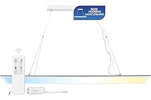 ‎LECOM LECOM LED Ceiling Light Hanging 120 x 20 cm - LED Panel Office Dimmable with Remote Control CCT UGR<19 CRI 90 Pendant Light Height Adjustable Pendant Lamp Pendant Light