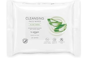 by Amazon Face Cleansing Wipes with Aloe Vera, Make-up remover, Fragrance Free, 25 Wipes