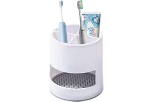 QINSKY Portaspazzolino bianco ventilato, drenaggio rimovibile, antimuffa, per bagno, cucina, piano di lavoro