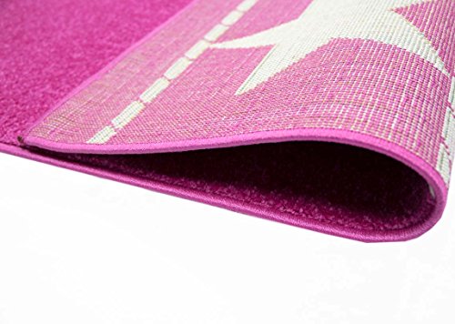 Kinderteppich Spielteppich Kinderzimmer Teppich Sternteppich Konturenschnitt Pink Creme Größe 80×150 cm - 6