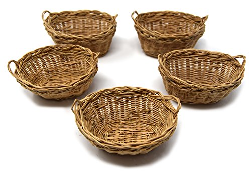 5er Set Miniatur Weidenkörbchen, handgefertigter Flechtkorb ca. 6 cm Durchmesser