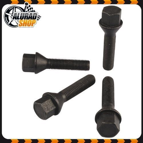 10 Wheel Screw Wheel studs BLACK Tapered Cone M14x1,5 in assorted Schaftlaengen for Audi VW Mercedes Benz Seat Skoda - 35