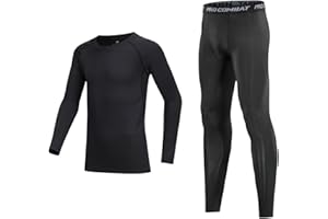 Stolpyzh Kids' Boys Base Layer Set Thermal Sports Underwear Gym Athletic Shirt Tights Top & Bottom Sets
