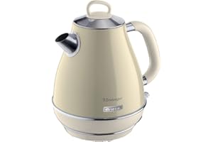 Ariete Bouilloire Vintage 2869, Bouilloire Électrique avec Niveau D'Eau Visible, Base Sans Fil 360°, Arrêt Automatique, Filtre à Thé, Capacité 1,7 L, Acier Inoxydable, 2000W, Beige
