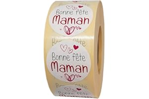 ETICRÉA 1000 étiquettes cadeaux BONNE FÊTE MAMAN - Rondes Ø 35 mm - Sticker autocollant en papier