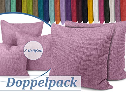 Doppelpack zum Sparpreis! 2 Kissenhüllen in Struktur-Optik - erhältlich in 23 modernen Farben und 3 verschiedenen Größen, 50 x 50 cm, altrosa