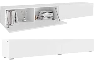 ‎PLATAN ROOM PLATAN ROOM Fernsehschrank TV-Lowboard 105/140 / 160/210 / 280 In Weiß Hängend Oder Stehend Hochglanz Matt (210 x 30 x 32, Weiß Matt/Weiß Matt)