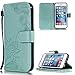 Produktbild Handyhülle für iPhone 6 Leder,iPhone 6S Hülle,FNBK Blumen Flip Wallet Stand Case Card Slot Leder Tasche Karteneinschub Magnetverschluß Kratzfestes Grün Schutzhülle für iPhone 6/iPhone 6S 4.7"