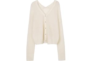 KSFBHC Cardigan Tricoté Voir À Travers La Laine Mohair Mince Col en V Décontracté Printemps Simple À Poitrine Simple/Automne Été (Color : White, Size : One Size)