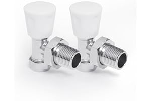 Vancoco Radiator Valve (Pair) - Angled Brass Radiator Valves with Lockshield Suit for Towel Radiators 1/2" /15mm Standard Thread