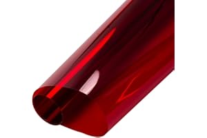 HOHOFILM 45cmx200cm Colorful Clear Decorative Window Film Self Adhesive Transparent Window Tint for Home Building Glass (Red)