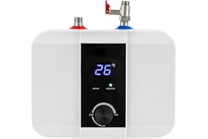 XIGNER Caldera para debajo de la mesa, 6 L, resistente a la presión, 1500 W, depósito de agua caliente para cocina con pantalla LED, pequeño almacenamiento debajo de la mesa para el uso bajo fregaderos de
