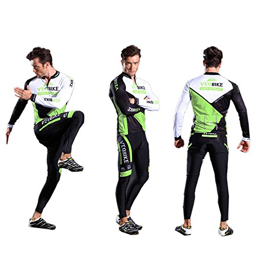 Asvert Fahrradbekleidung, Männer Langarm-Radfahren Jersey Set Mountain Biking Anzug Kleidung Kompression Hosen - 7