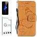 Produktbild Penlicraft Motorola Moto G5 Plus Motorola Moto G5 Plus Hülle [mit Panzerglas], Flip Cover PU Leder Schmetterling Muster Handyhüllen [Magnetverschluss] Case für Motorola Moto G5 Plus,(Yellow)