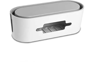 PORRASSO Câble Boîte de Rangement Range-câbles Cable Box Garder Les Câbles Bien Rangés Boîte Cache-Câble pour Bureau TV Ordinateur Système de Hub USB - 12.6 x 4.7 x 5.1 Inch Blanc
