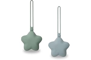 WeSweet Lot de 2 porte-tétines pour les déplacements - En silicone - Facile à nettoyer (bleu étoilé)