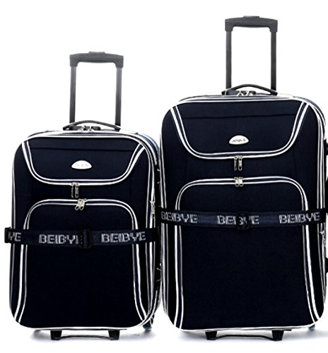 2 x Valise à - Volume XXL - 76 cm + 56 cm, soufflet - Noir