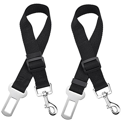 Preisvergleich Produktbild Zilong Auto Hunde Sicherheitsgurt, 42cm bis 70cm Hundegurt, Hundeleine, Verstellbares Sicherheitsgeschirr für Hunde, Katzen und Haustiere im Auto, Fahrzeug, 2 Stück, Schwarz