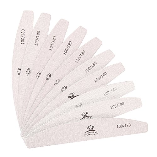 MAKARTT® 10pcs/ pack Professional Zebra Nail Files Washable Double Sided Emery Board 100/180, 100/100, 150/150, 240/240 Grit Nail Buffering Files (100/180 Grit)