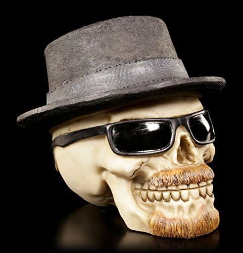 Skull Figure with Beard, Hat and Sunglasses Badass Small Decor Skull