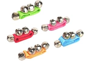 BOBOZHONG Jingle Bell Wrist,5PCS Anklet Bells Wrist Ankle Band Jingle Bells,Musical Rhythm Jingle Bells Musical Instrument for Kids Adult Baby Class Party(5 Colors)