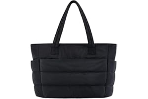 VNDUIFH Puffer Travel Tote,Lightweight Puffy Tote Bag, Puffer Tote Bag With Compartments,Versatile Tote, Quilted Tote Bag
