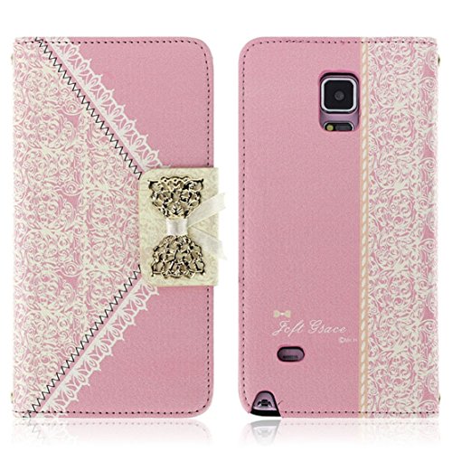 Ukamshop(TM)Fresh Flip Wallet Leather Case Cover for Samsung Galaxy Note 4 (Pink)