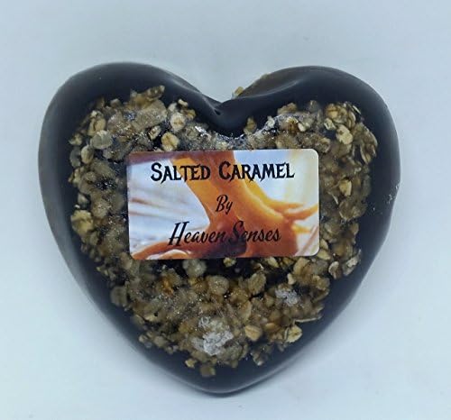 Handmade, Large Salted caramel, Heart shaped, Scented soap, Lather soap, Gentle exfoliate, by Heaven Senses, 110 grams