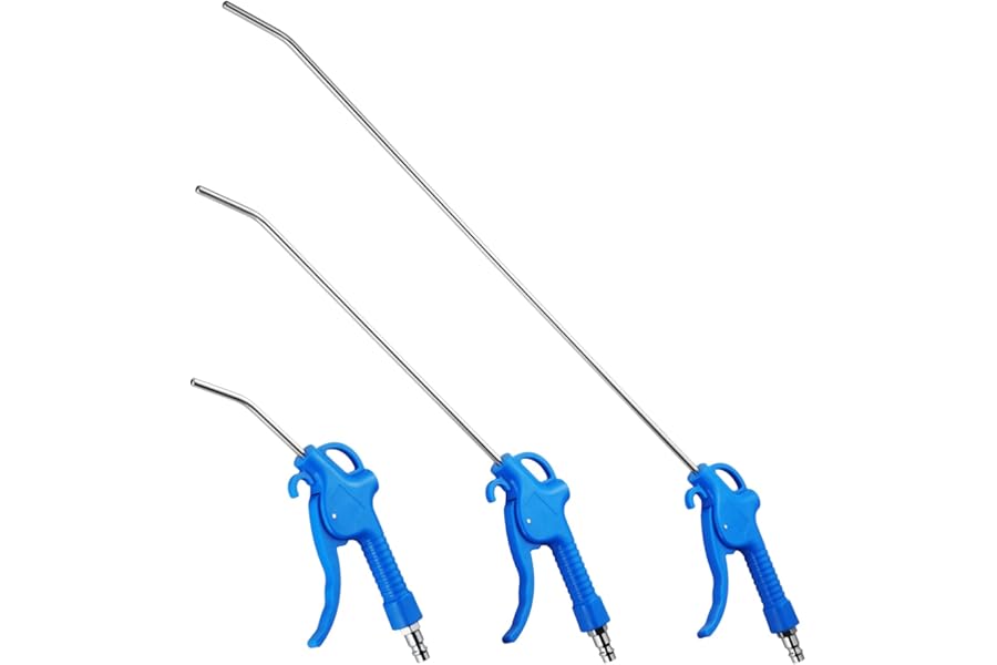 Fippy 3PCS Air Blow Gun with Long Air Blow Nozzle for Precision Machinery, Workshop, Instrument Dust Cleaning (Blue)