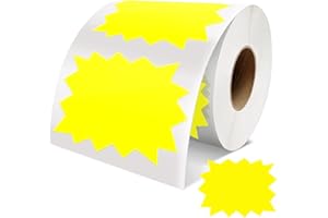Meitaat Price Tags Stickers Yellow 75 mm x 100 mm Self-Adhesive Large Starburst Sign Sales Signs Removable Waterproof Labels for Retail Supermarkets Business 500 Pieces
