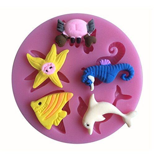 LYNCH Meerestiere Series 3D-Silikon-Form-Kochgeschirr Antihaft-Fondant-Seifen-Form,Rosa