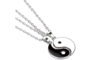 MiaLover 2 Stück Yin Yang Paar Halskette Taichi BFF Kette Freundschaftsketten Partner Schmuck ketten für beste Freunde,Liebhaber und Couple Geschenke(Sliber)