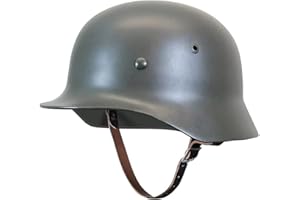 QMZDXH WW2 BW M35 Steel Helmet with Leather Lining Chin Strap (Grey)