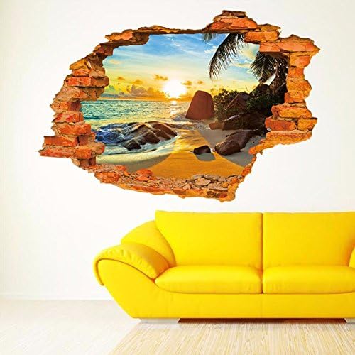 3D super - dimensional beach sunshine fashion creative bedroom living room decorated wall stickers