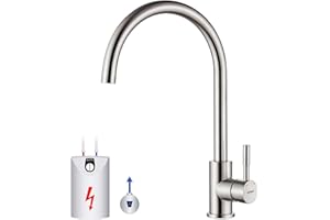 GRIFEMA Niederdruck Armatur Küche, 360 ° Drehbare Wasserhahn Küche, Leicht zu zerlegen und zu waschen, Spültischarmatur für Boiler, Untertischgeräte, Chrom, Silber