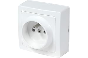 DEBFLEX - Blok - Prise Electrique Murale Complète - Prise Murale Idéale Rénovation - Installation En Saillie - Blanche - 70 x 70 x 39,6 mm