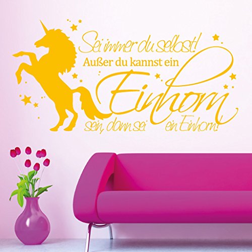 Wandtattoo Loft Schriftzug „Sei immer du selbst! Außer du kannst ein Einhorn sein, dann sei ein Einhorn“ mit Einhorn / 54 Farben / 2 Größen / türkisblau / 35 cm Höhe x 68 cm Breite - 5