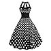 Produktbild TEBAISE Retro Neckholder Rockabilly 1950er Vintage Retro Cocktailkleid Petticoat Faltenrock Damenkleider Festlich Karneva Fasching Abendkleid Partykleid Knielang Polka Dots