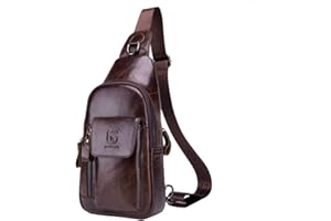 HEBETAG Borsa a tracolla in pelle per uomini e donne all'aperto viaggio spalla petto zaino