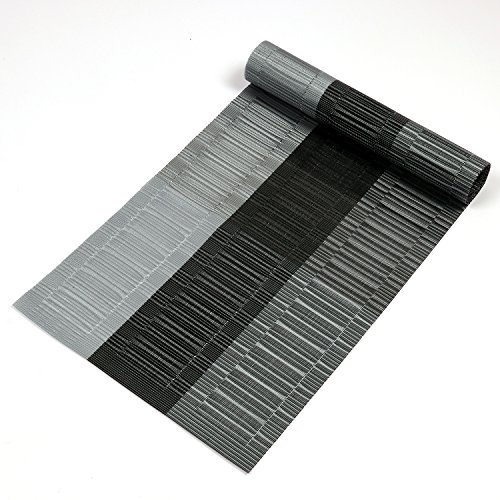 U'Artlines 1 Unidad Corredor de mesa de PVC exquisito para el aislamiento térmico de la tabla Manta resistente a la mancha Runner 30x180cm de la tabla del vinilo (corredor de tabla, gris y negro)